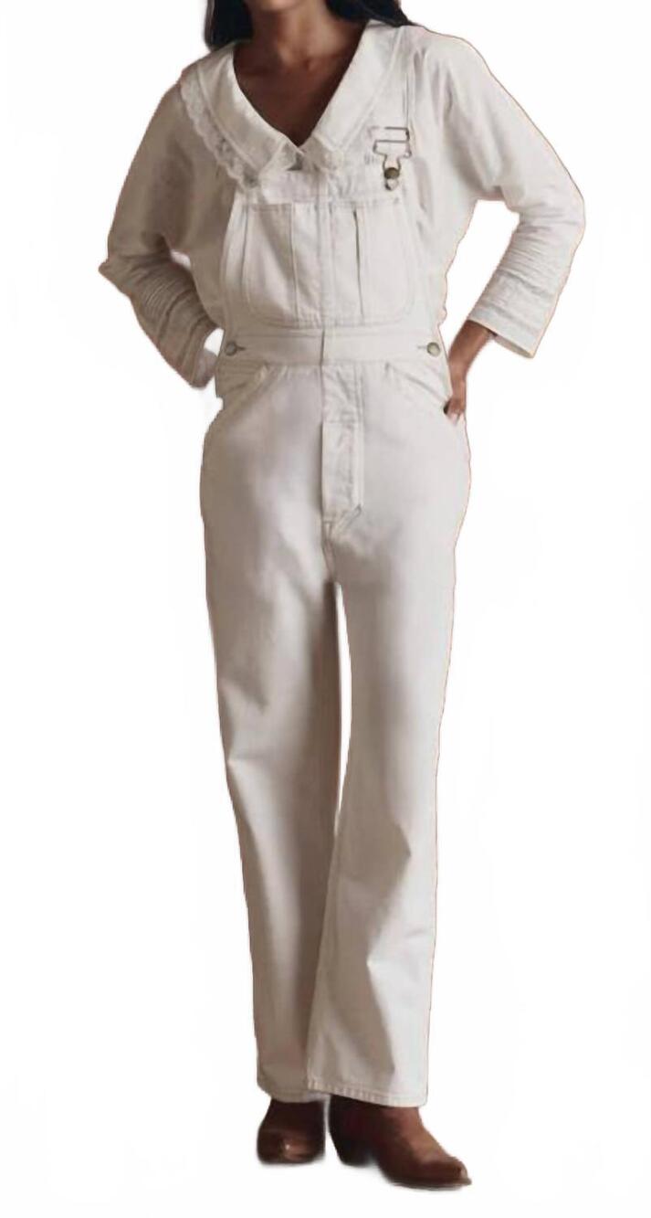 NEW THE GREAT. union slim overall in washed white